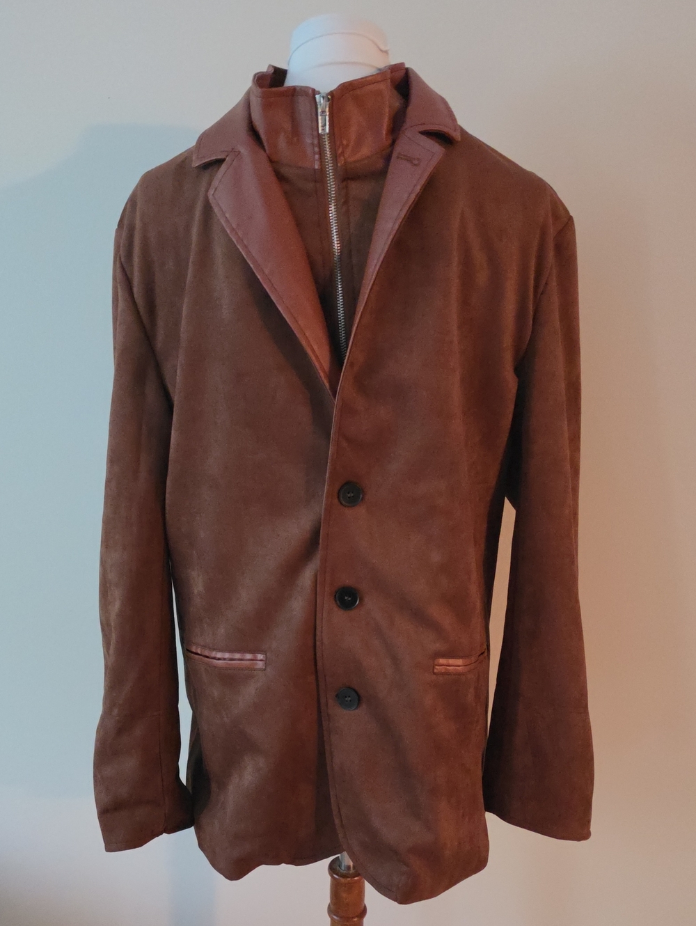 Manly Brown  Blazer Jacket with Zip-Up Inner Layer Brand New